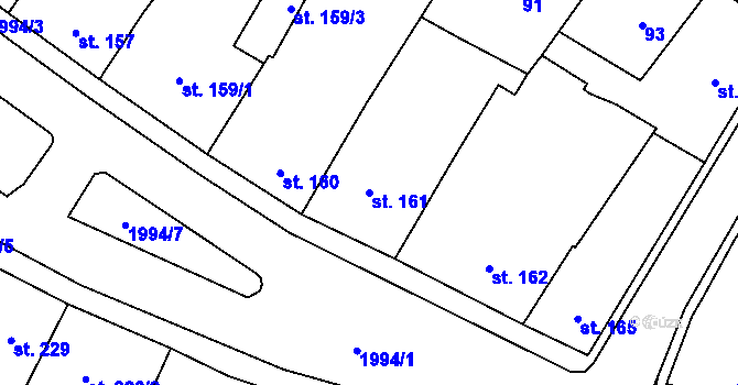 Parcela st. 161 v KÚ Blatná, Katastrální mapa