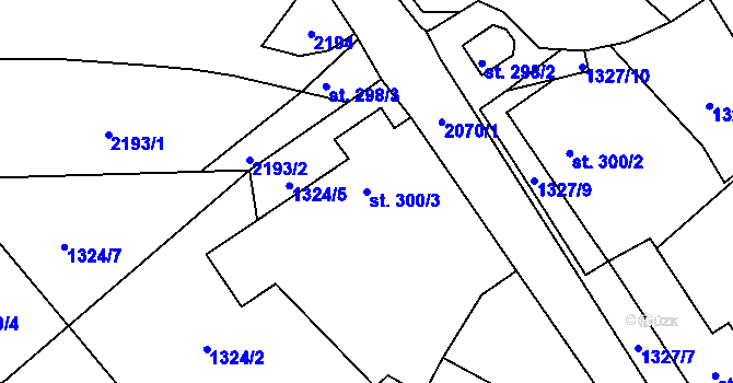 Parcela st. 300/3 v KÚ Blatná, Katastrální mapa