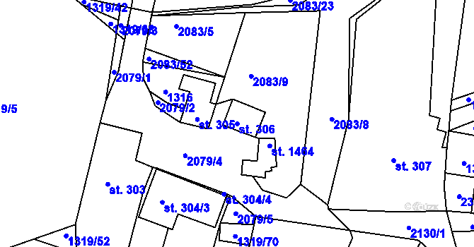 Parcela st. 306 v KÚ Blatná, Katastrální mapa