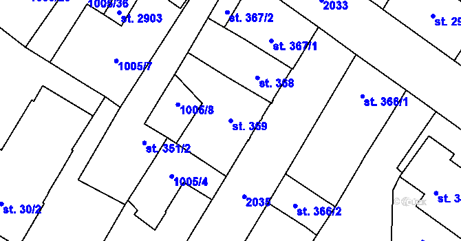 Parcela st. 369 v KÚ Blatná, Katastrální mapa