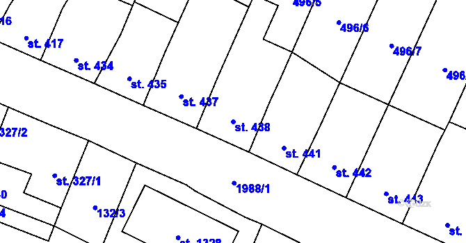 Parcela st. 438 v KÚ Blatná, Katastrální mapa