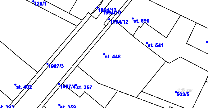 Parcela st. 448 v KÚ Blatná, Katastrální mapa