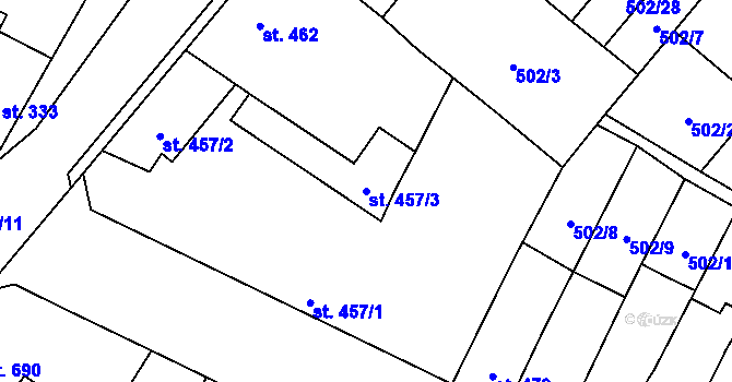 Parcela st. 457/3 v KÚ Blatná, Katastrální mapa