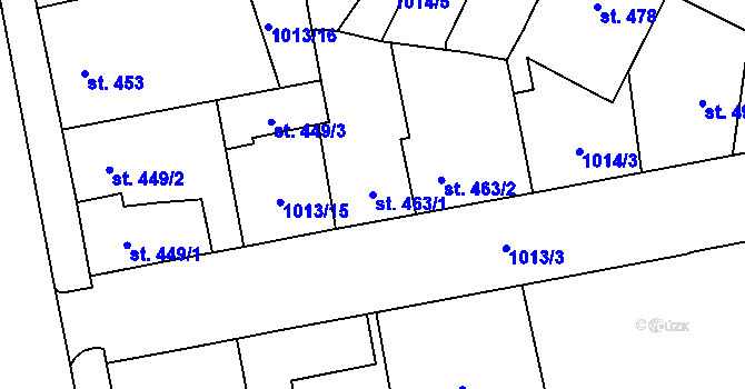 Parcela st. 463/1 v KÚ Blatná, Katastrální mapa