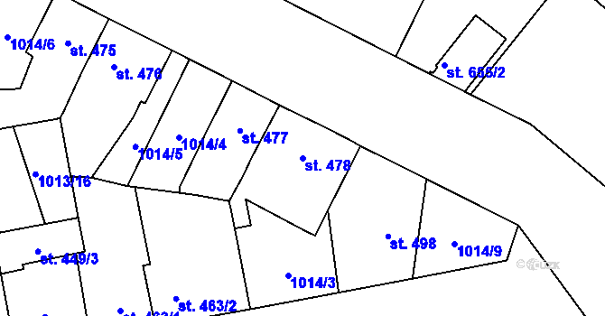 Parcela st. 478 v KÚ Blatná, Katastrální mapa