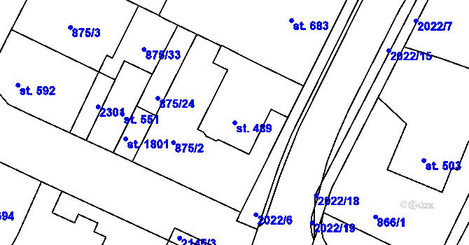 Parcela st. 489 v KÚ Blatná, Katastrální mapa