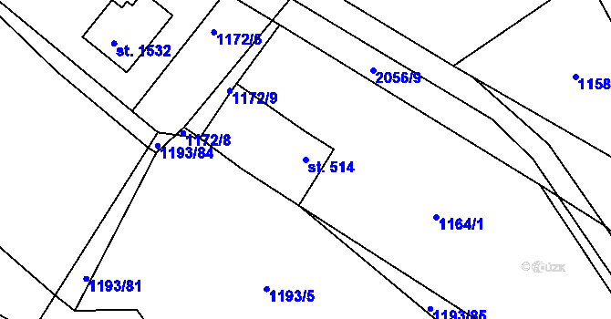 Parcela st. 514 v KÚ Blatná, Katastrální mapa
