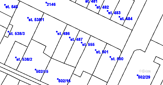 Parcela st. 555 v KÚ Blatná, Katastrální mapa