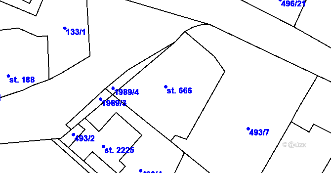 Parcela st. 666 v KÚ Blatná, Katastrální mapa