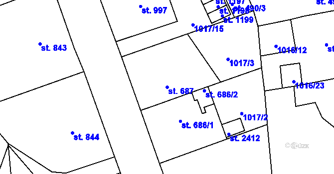Parcela st. 687 v KÚ Blatná, Katastrální mapa