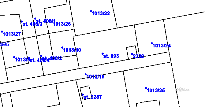 Parcela st. 693 v KÚ Blatná, Katastrální mapa
