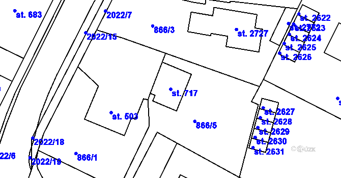 Parcela st. 717 v KÚ Blatná, Katastrální mapa