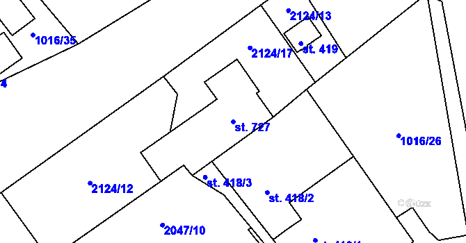 Parcela st. 727 v KÚ Blatná, Katastrální mapa