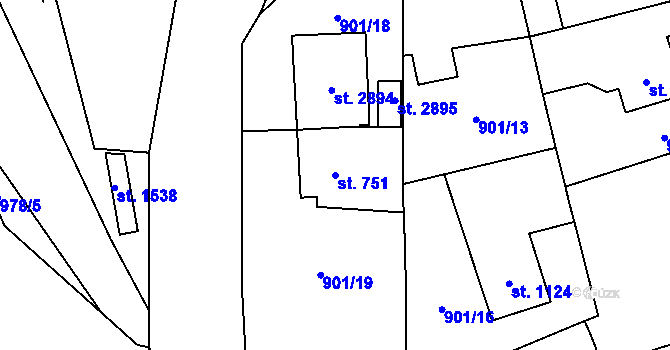 Parcela st. 751 v KÚ Blatná, Katastrální mapa