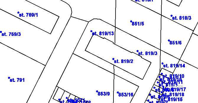 Parcela st. 819/1 v KÚ Blatná, Katastrální mapa