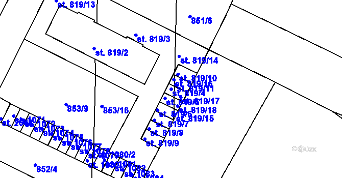 Parcela st. 819/4 v KÚ Blatná, Katastrální mapa