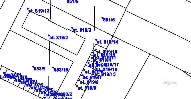 Parcela st. 819/10 v KÚ Blatná, Katastrální mapa