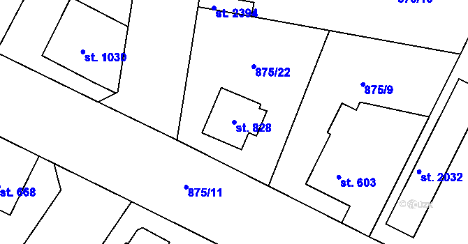 Parcela st. 828 v KÚ Blatná, Katastrální mapa