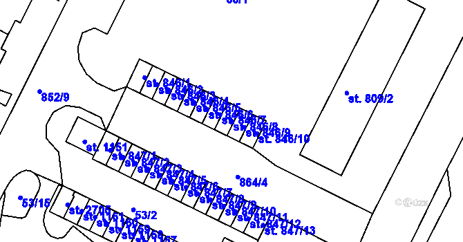 Parcela st. 846/8 v KÚ Blatná, Katastrální mapa
