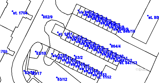 Parcela st. 847/4 v KÚ Blatná, Katastrální mapa