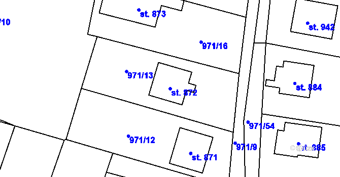 Parcela st. 872 v KÚ Blatná, Katastrální mapa