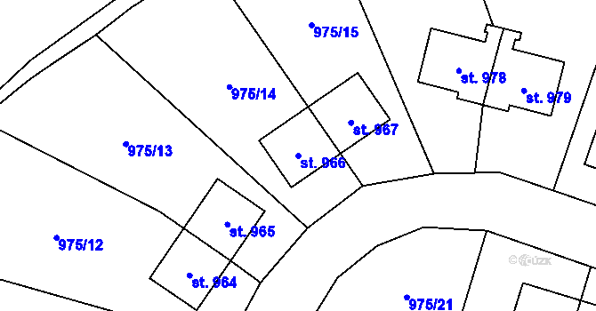 Parcela st. 966 v KÚ Blatná, Katastrální mapa