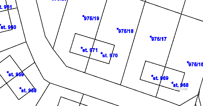 Parcela st. 970 v KÚ Blatná, Katastrální mapa