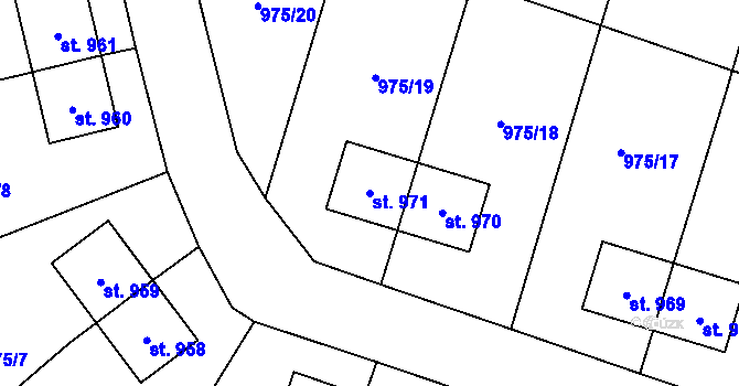 Parcela st. 971 v KÚ Blatná, Katastrální mapa