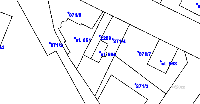 Parcela st. 995 v KÚ Blatná, Katastrální mapa