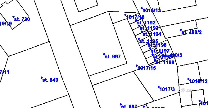 Parcela st. 997 v KÚ Blatná, Katastrální mapa