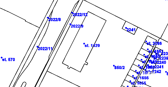 Parcela st. 1129 v KÚ Blatná, Katastrální mapa