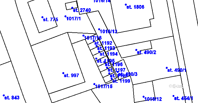 Parcela st. 1194 v KÚ Blatná, Katastrální mapa
