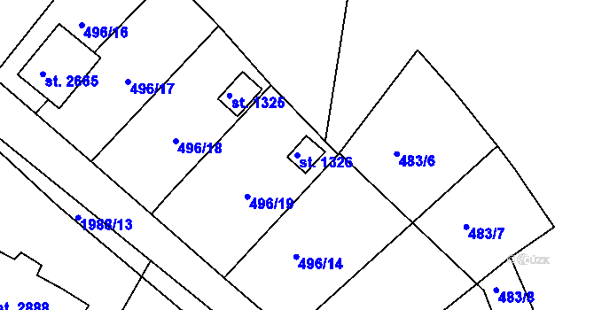 Parcela st. 1326 v KÚ Blatná, Katastrální mapa