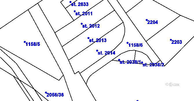 Parcela st. 2014 v KÚ Blatná, Katastrální mapa