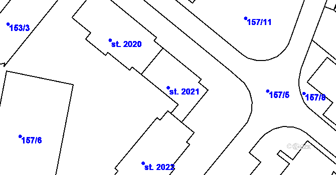 Parcela st. 2021 v KÚ Blatná, Katastrální mapa