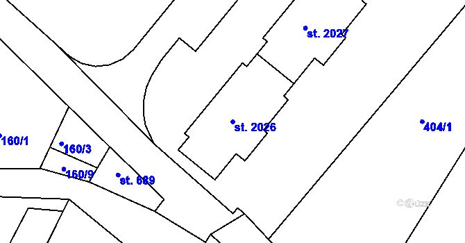 Parcela st. 2026 v KÚ Blatná, Katastrální mapa