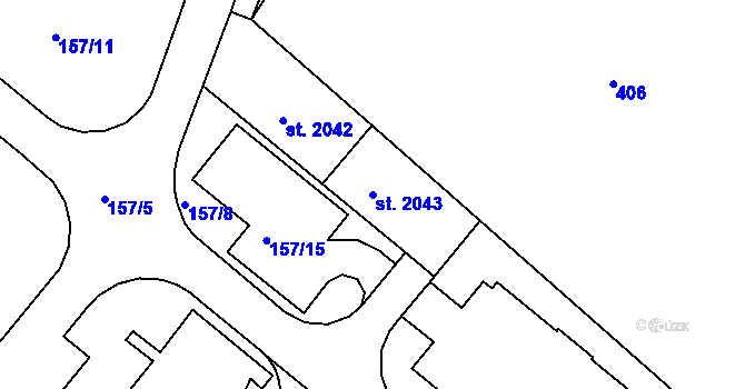 Parcela st. 2043 v KÚ Blatná, Katastrální mapa