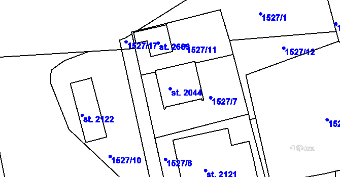 Parcela st. 2044 v KÚ Blatná, Katastrální mapa
