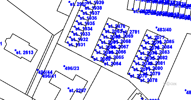 Parcela st. 2059 v KÚ Blatná, Katastrální mapa