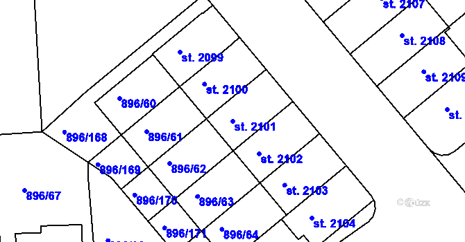 Parcela st. 2101 v KÚ Blatná, Katastrální mapa