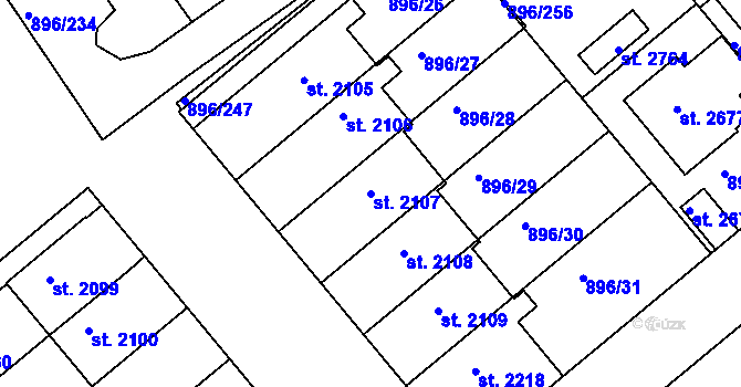 Parcela st. 2107 v KÚ Blatná, Katastrální mapa