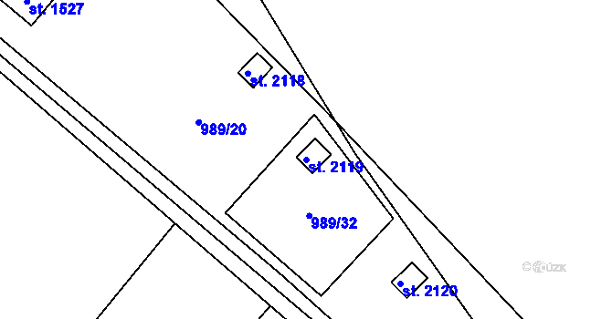Parcela st. 2119 v KÚ Blatná, Katastrální mapa