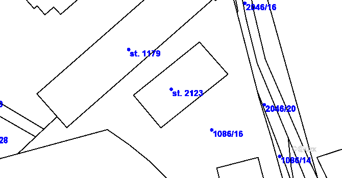 Parcela st. 2123 v KÚ Blatná, Katastrální mapa
