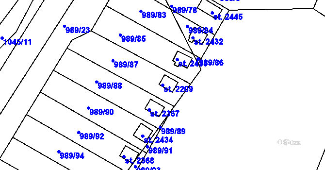 Parcela st. 2209 v KÚ Blatná, Katastrální mapa