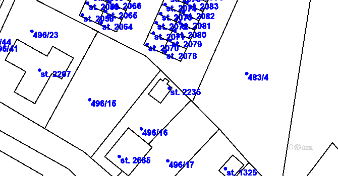 Parcela st. 2235 v KÚ Blatná, Katastrální mapa