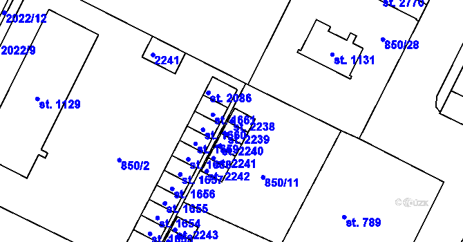 Parcela st. 2238 v KÚ Blatná, Katastrální mapa