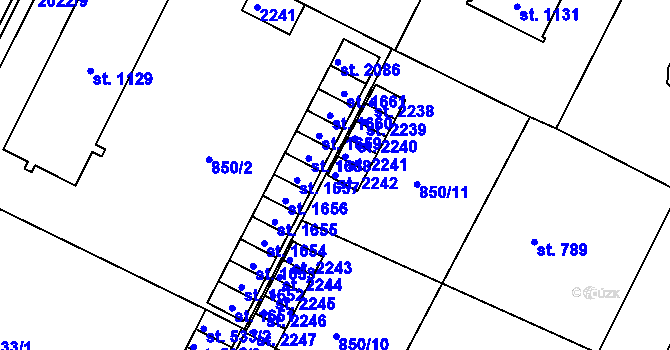 Parcela st. 2242 v KÚ Blatná, Katastrální mapa