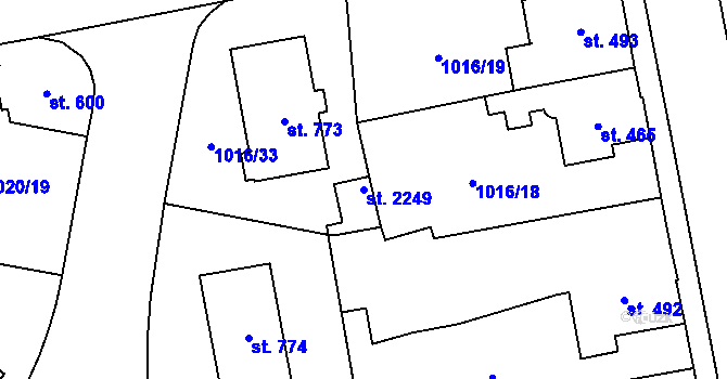 Parcela st. 2249 v KÚ Blatná, Katastrální mapa