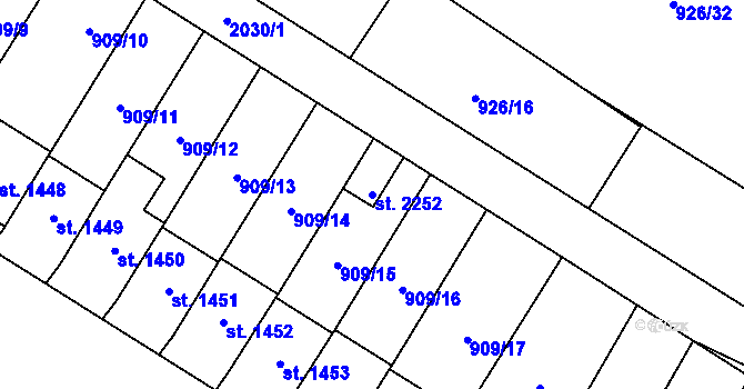 Parcela st. 2252 v KÚ Blatná, Katastrální mapa