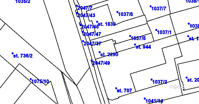 Parcela st. 2290 v KÚ Blatná, Katastrální mapa